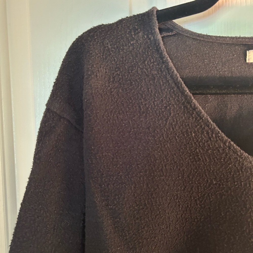 Madewell Black Tie Front Cropped Sweater // Size S - Picture 2 of 6